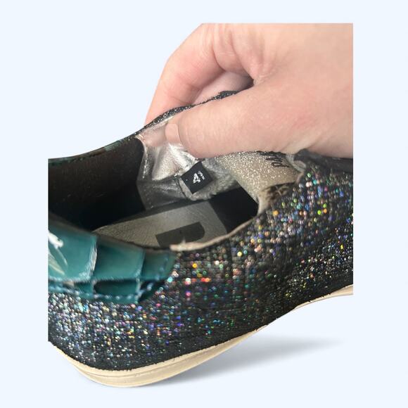 P448 John Jafar Low-Top Sneakers Metallic Glitter Pony Hair Toe Women's EU 41 - Picture 4 of 13